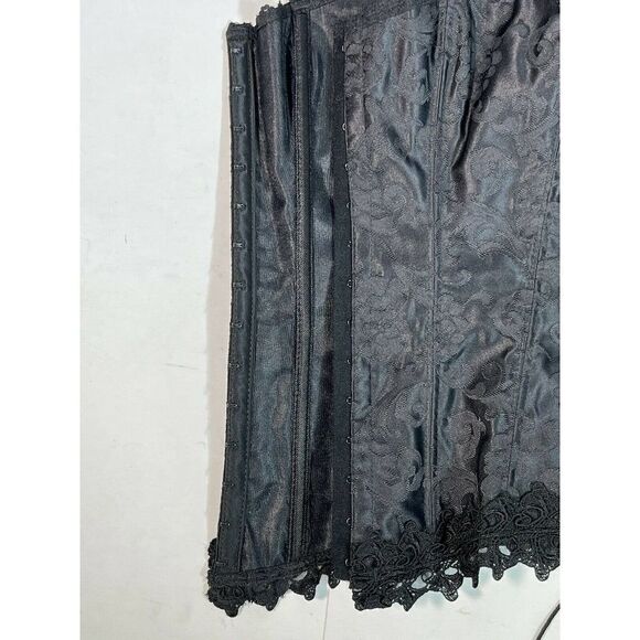 Fredericks of Hollywood Size 34 S M Corset Goth Lolita Black Hook Lace Up Satin - Picture 7 of 15